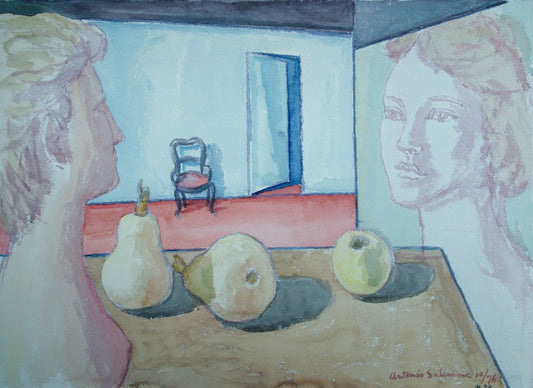 Composition with mirrored portrait - not for sale