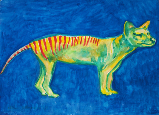 From the #thylacine 'tasmanian tiger, 22"x30" a #watercolor #fineart #painting series