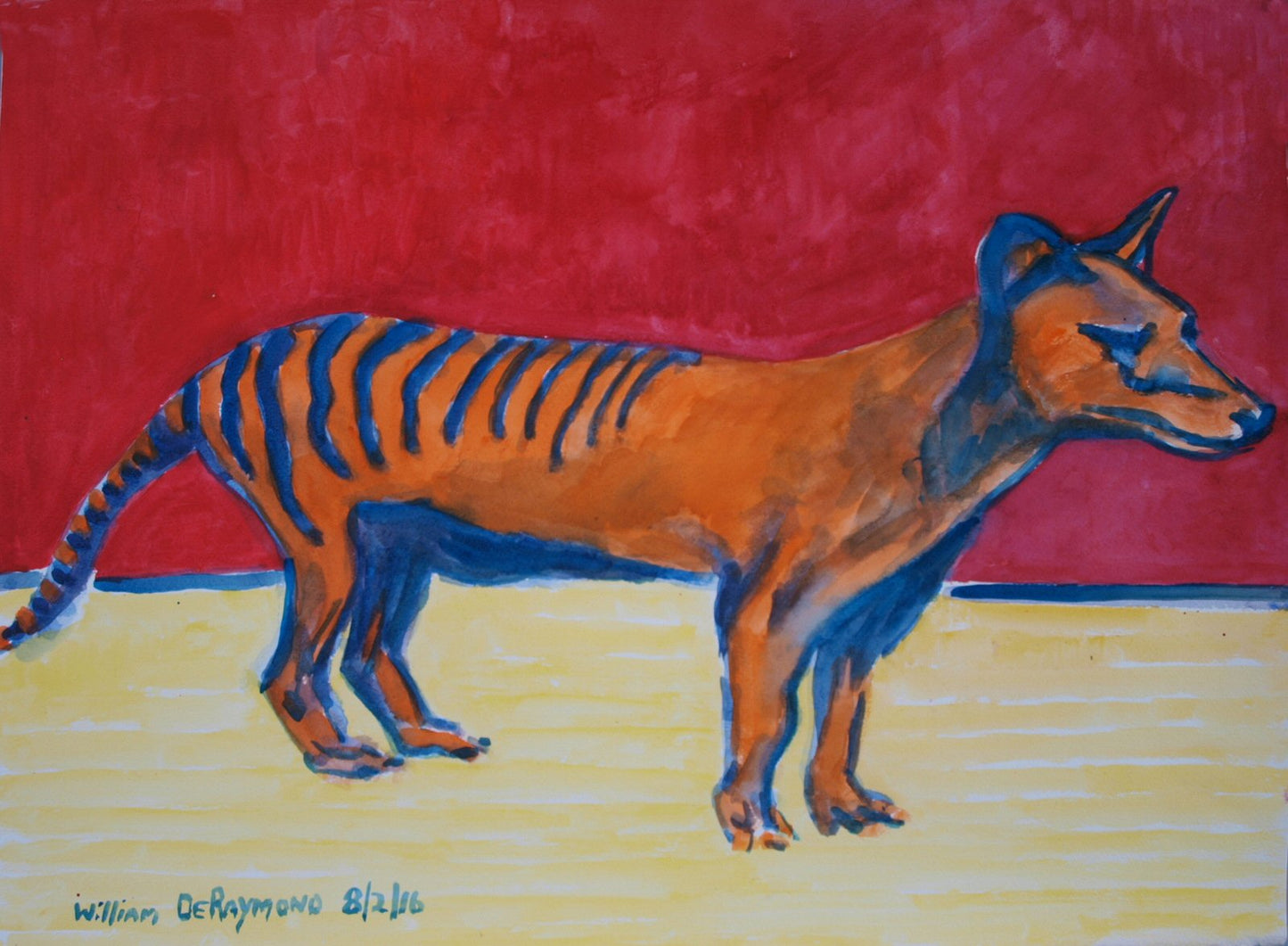From the #thylacine 'tasmanian tiger, 22"x30" a #watercolor #fineart #painting series