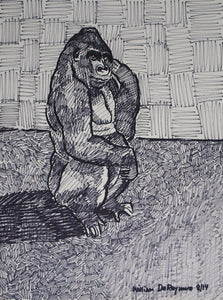 #Gorilla, 18"x24", permanent marker #art #drawing