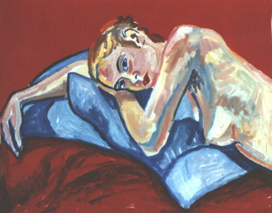 Figure and Red Background, 24"x30", 1996