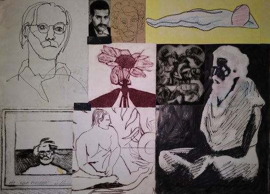 collage with original drawing, monoprint and drypoint engraving, 15"x21"