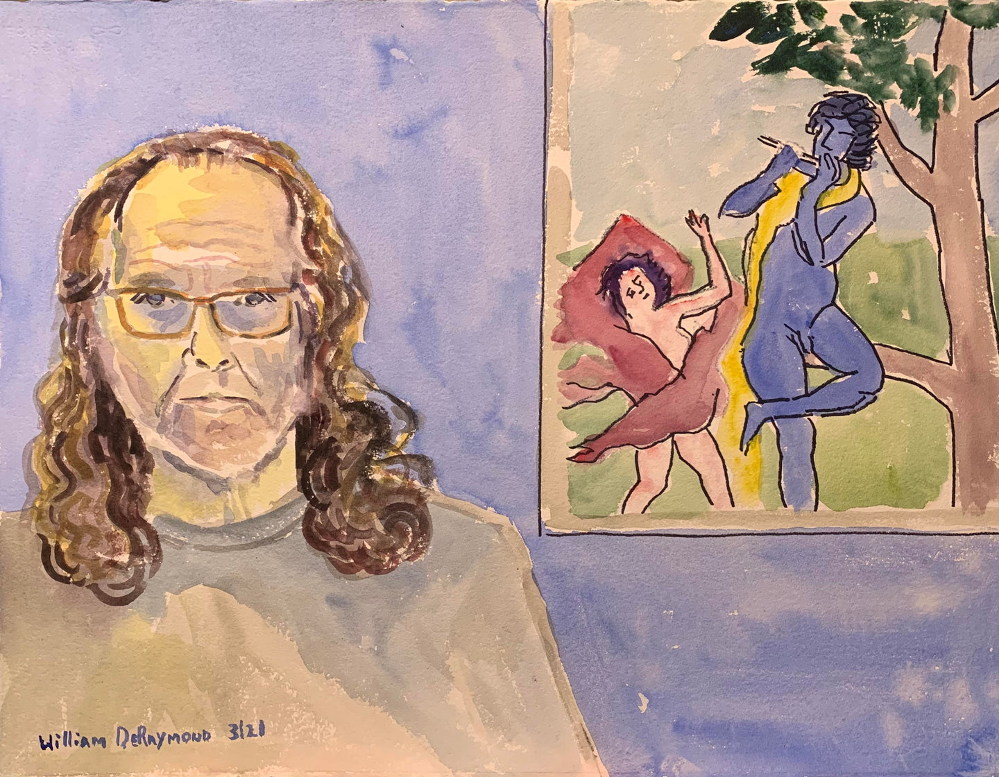 self portrait with Radha and Krishna,