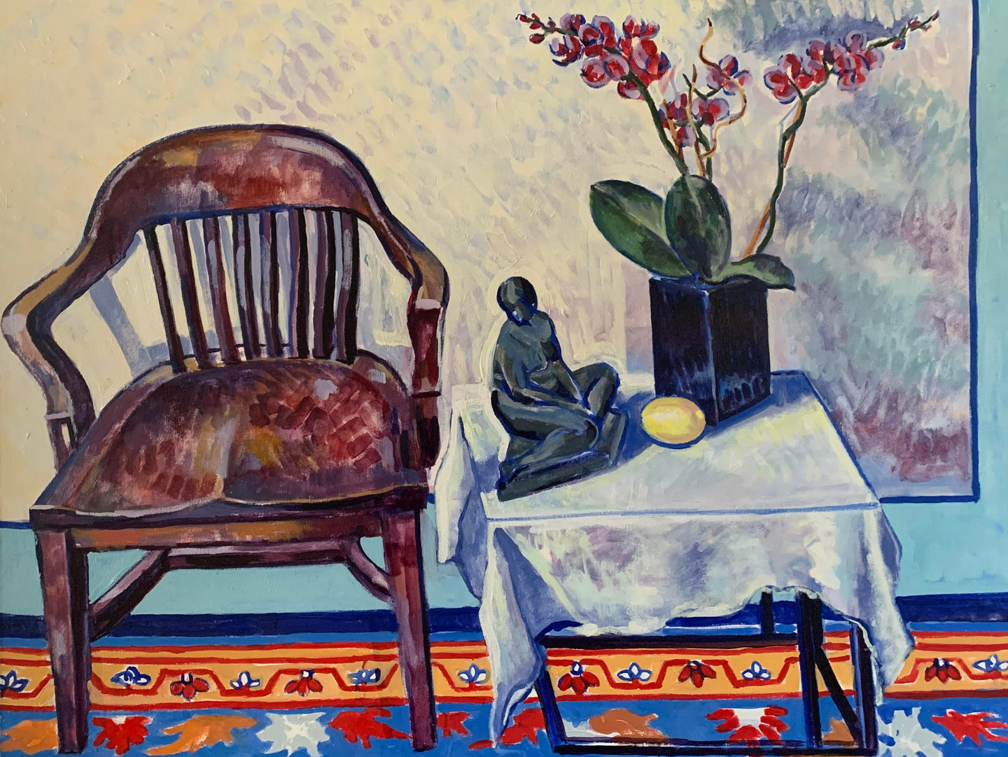 Still Life with Chair and Orchid, 3'x4'