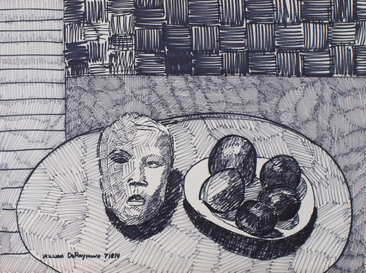 #drawing #fineart with portrait head of Lisa, 22"x30", permanent marker