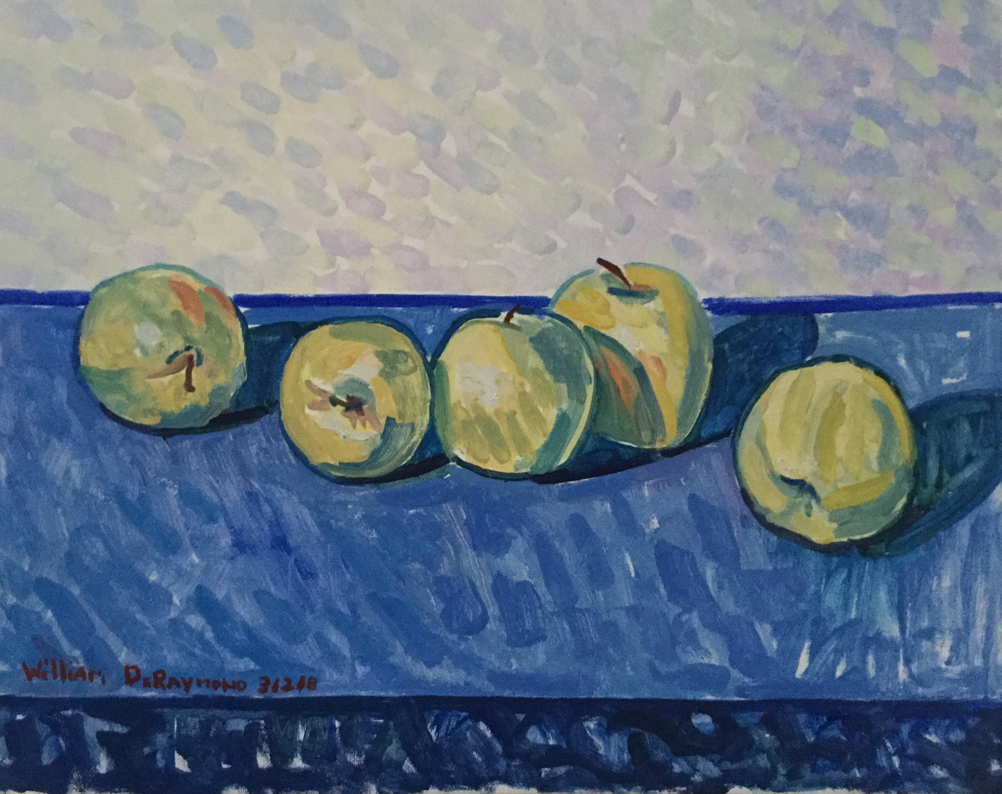 still life #painting #fineart with apples and blue, 16