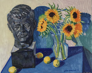 Head of Kennedy and Sunflowers, 24"x30", 2018