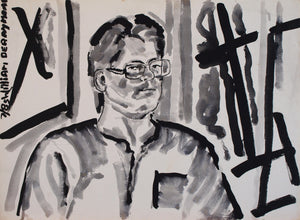 Jorge', 22"x30", 1985 #portrait #painting #sumie' brush and ink #zen