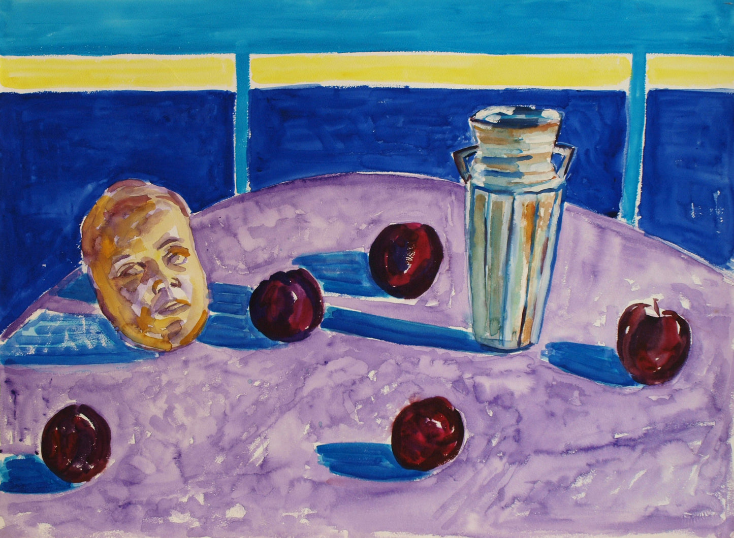 Still life #painting #art with infant portrait sculpture, 22"x30", 1986