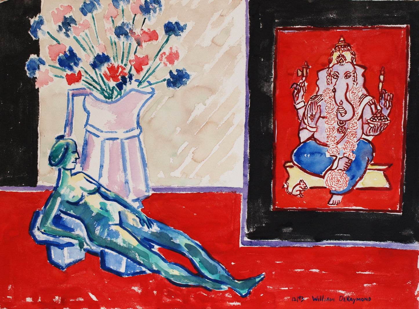 Still Life composition with small reclining figure, 22"x30"