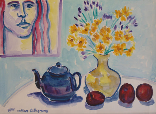 composition with blue teapot, 22"x30"
