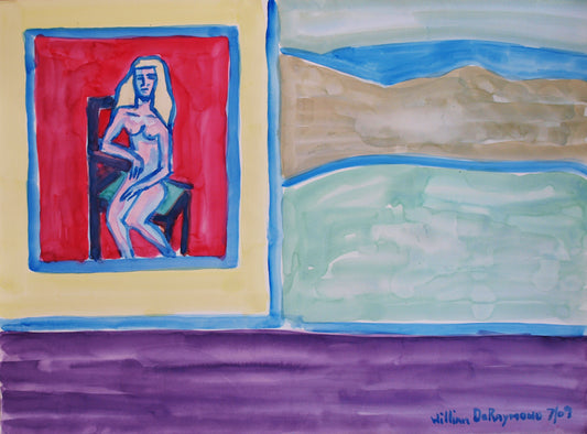 imaginary #watercolor #painting composition with figure #art, 22"x30"