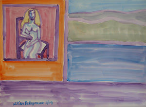 imaginary #watercolor #painting composition with figure #art, 22"x30"