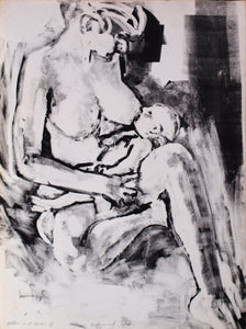 mother and child, #monoprint #printmaking #art 22"x30",