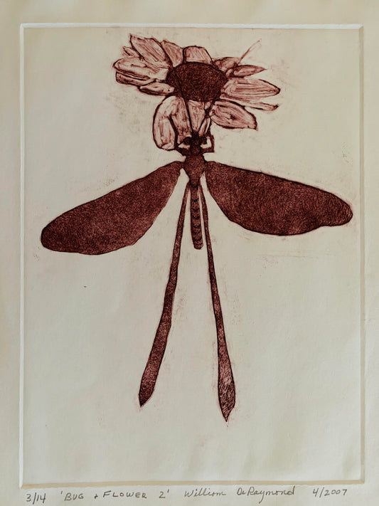 Bugflower, 9"x12', #drypoint #engraving #fineart #printmaking