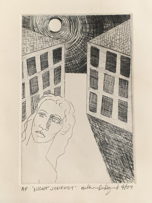 'Night Journey'  6"x9" #drypoint #engraving #fineart #printmaking